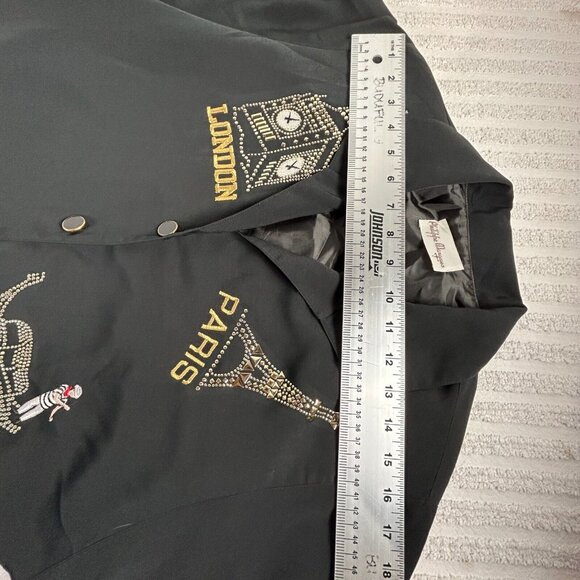 Philippe Marques Womens Button Down Long Sleeve Sweater Black Rhinestones London - Picture 9 of 11